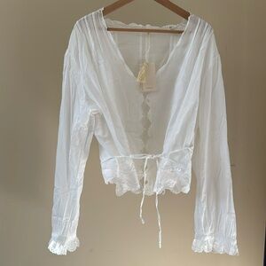 Doen White Blouse with Tie - XXL - New With Tags